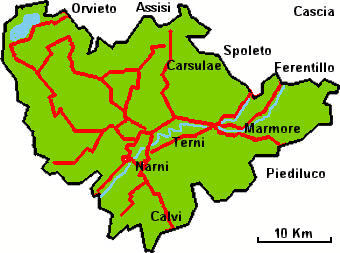 Mappa della provincia di Terni